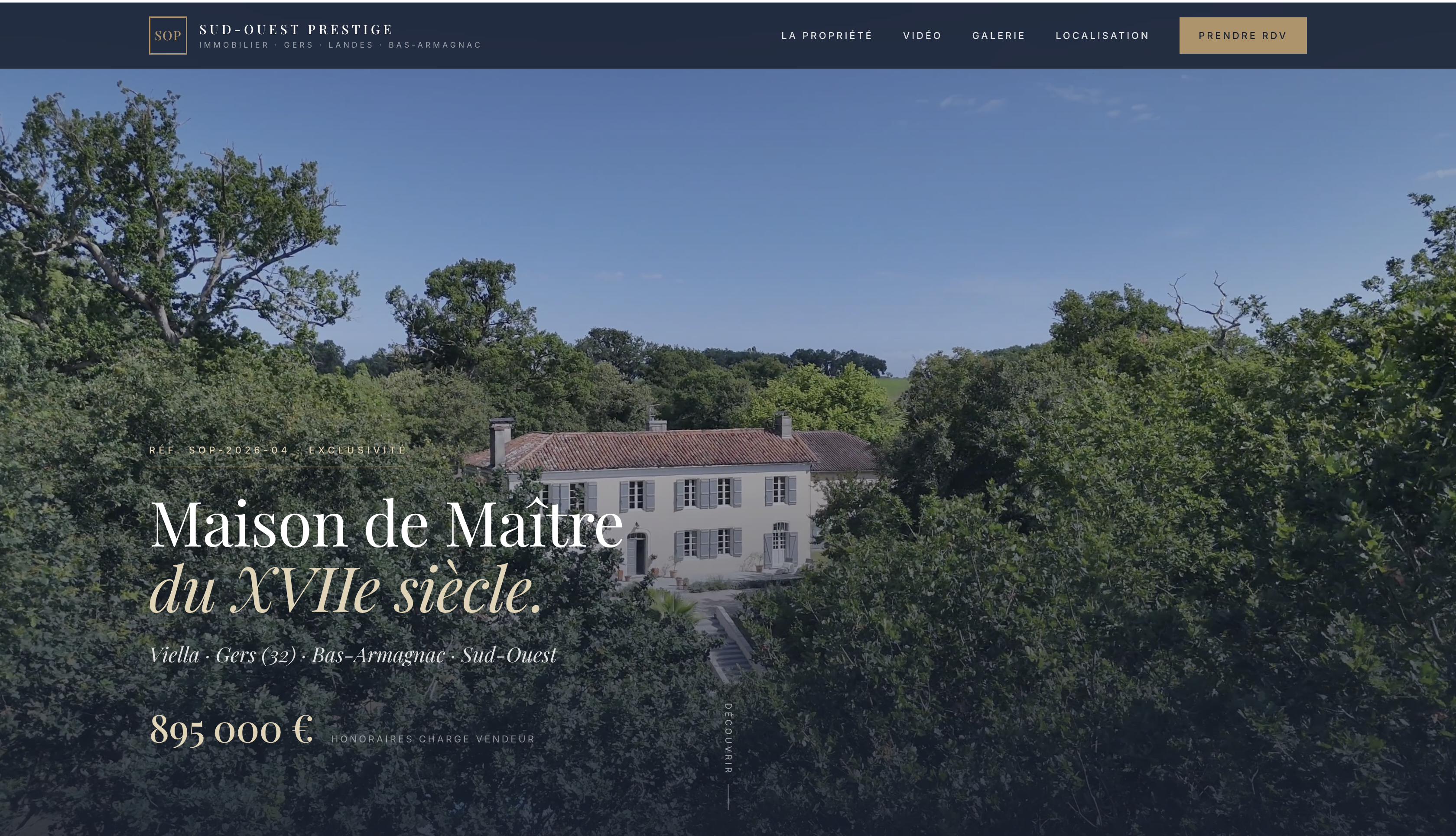 Preview of the maison-viella.fr demo page — 17th-century manor house in Viella, Gers